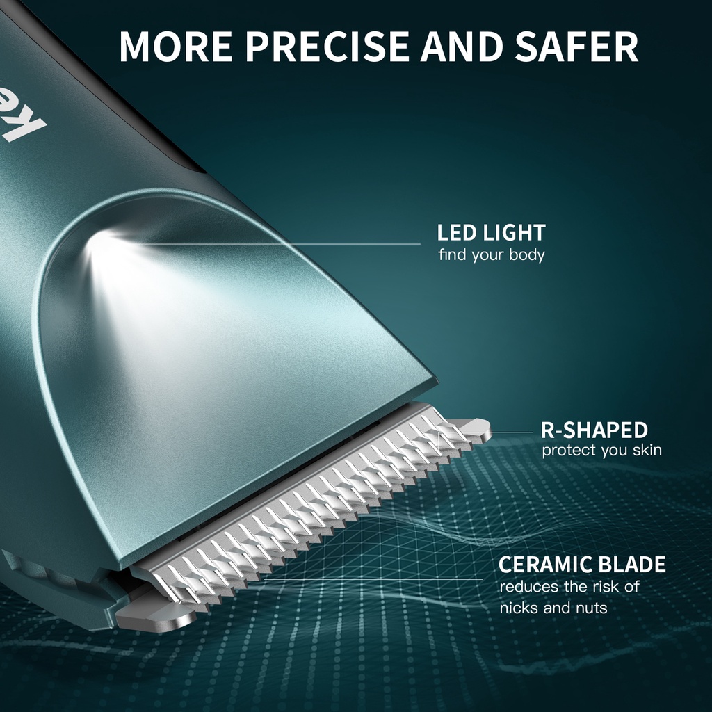 Tông đơ cạo lông râu toàn thân KENSEN RFCD-9088 chống thấm nước có đèn LED đa năng dành cho nam