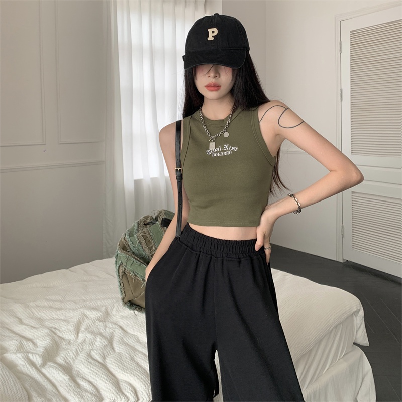 Xiaozhainv Áo Croptop Sát Nách Thêu Chữ Phong Cách Hàn Quốc Với 5 Màu Sắc Chọn Lựa Cho Nữ | BigBuy360 - bigbuy360.vn