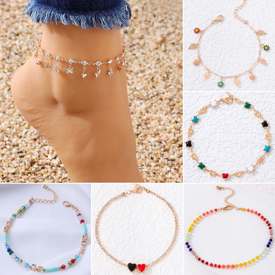 Lắc Chân Hình Bướm Đính Đá Pha Lê Thời Trang Mùa Hè Cho Nữ