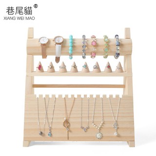 Giá treo trưng bày trang sức bằng gỗ trơn phong cách bắc âu