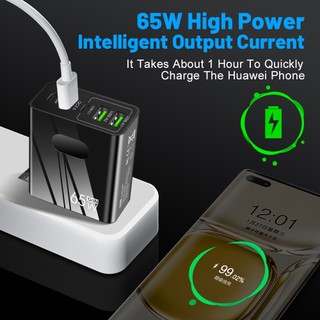 Củ Sạc Nhanh 65W Cổng Type C 2PD + 3 Cổng USB Cho Điện Thoại Android
