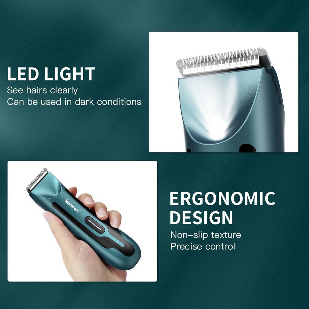 Tông đơ cạo lông râu toàn thân KENSEN RFCD-9088 chống thấm nước có đèn LED đa năng dành cho nam