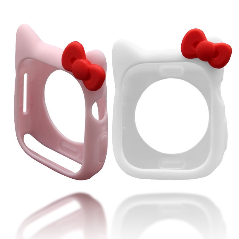 Ốp Bảo Vệ Bằng Silicon Hình Hello Kitty Cho iWatch 7 / 6 / 5 / 4 / 3 / 2 / 1 / SE Generation 38 / 40 / 41 / 42 / 44 / 45MM