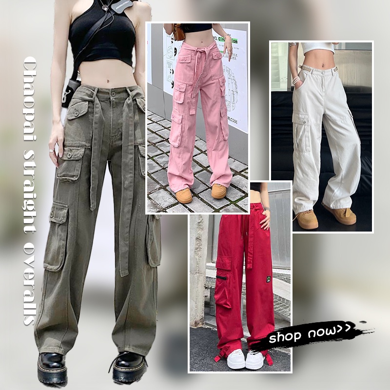 Quần Dài Ống Rộng Phối Túi Phong Cách Hip Hop Thời Trang 2023 Dành Cho Nữ
