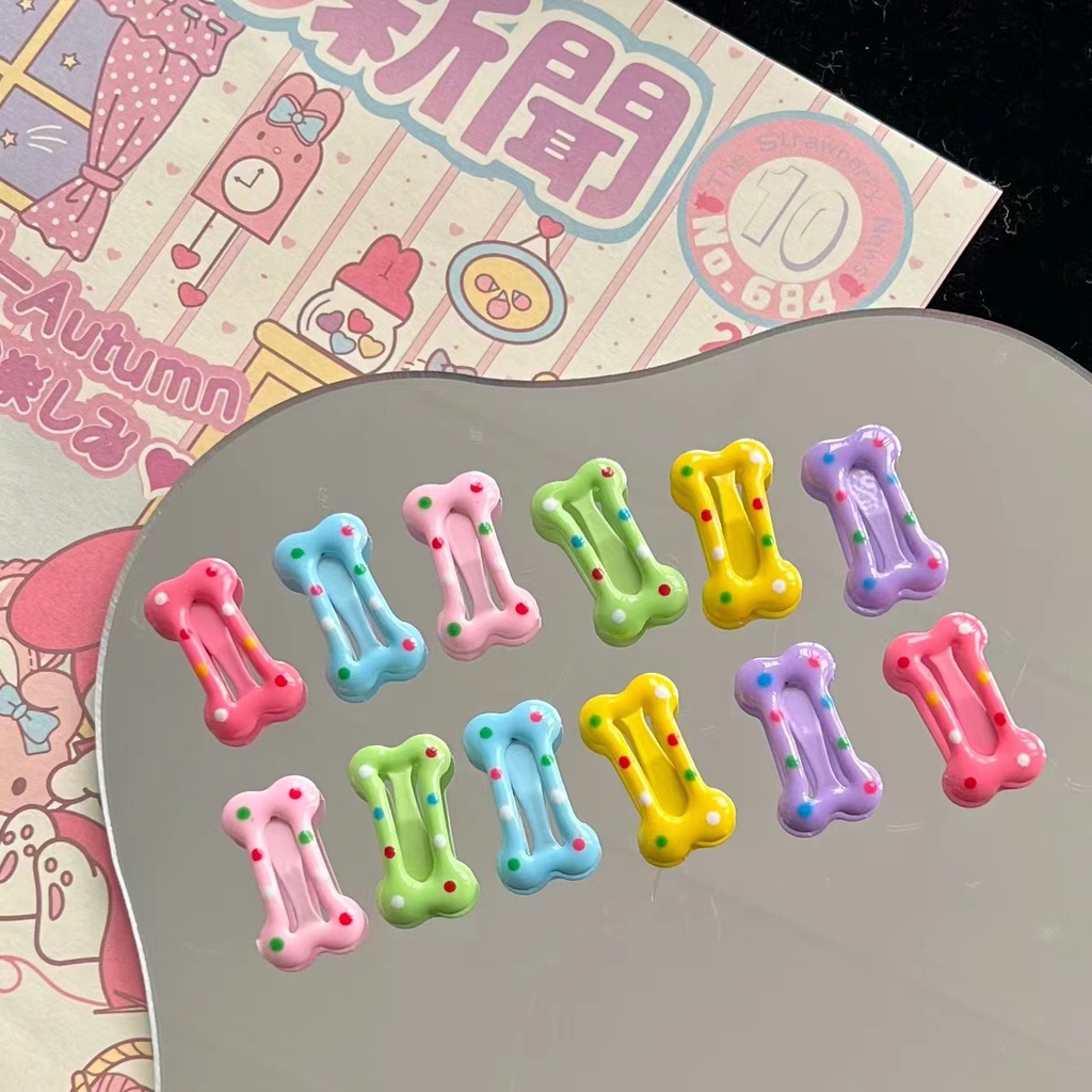 Kẹp Tóc Hình Khúc Xương 2.5cm Màu Sắc Kẹo Ngọt Dành Cho Thú Cưng