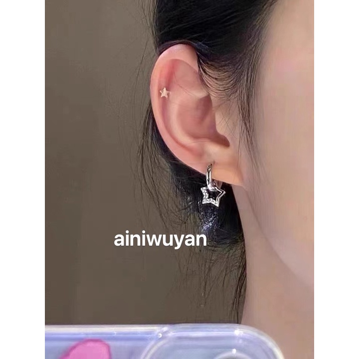 Khuyên Tai Ngắn Thiết Kế Chính Hãng Thiết Kế Ngôi Sao Năm Cánh Đơn Giản Tinh Tế Và Tinh Tế Cho Nữ