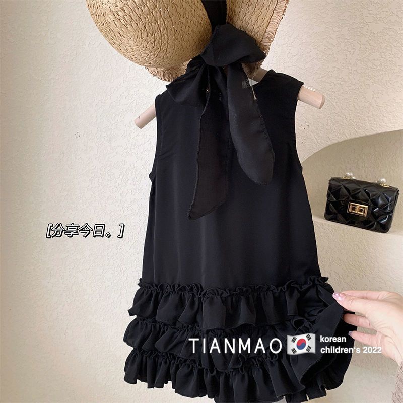 Đầm Công Chúa Sát Nách Màu Đen Phong Cách Hàn Quốc Cho Bé Gái