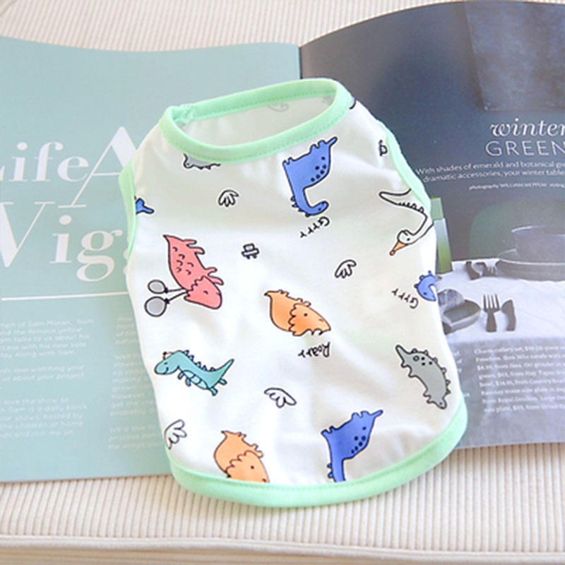 Áo Ba Lỗ Mỏng Thoáng Khí In Họa Tiết Khủng Long Dành Cho Thú Cưng