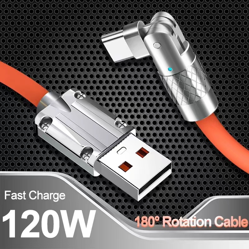 Dây Cáp Sạc Nhanh 120w 6a 180 Độ Bằng silicone