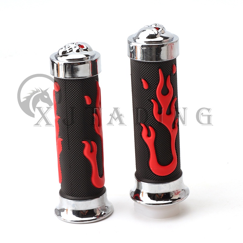 1 Cặp Vỏ Bọc Tay Lái Xe Máy 7 / 8 "22mm Hình Đầu Lâu Bằng Cao Su