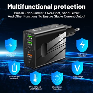 Củ Sạc Nhanh 65W Cổng Type C 2PD + 3 Cổng USB Cho Điện Thoại Android