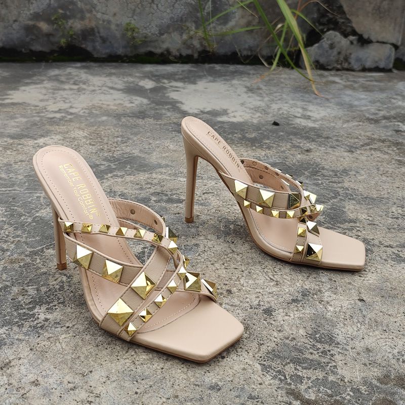 Dép Cao Gót Mũi Vuông Thiết Kế Quyến Rũ Thời Trang Theo Phong Cách Hoa Kỳ Cho Nữ