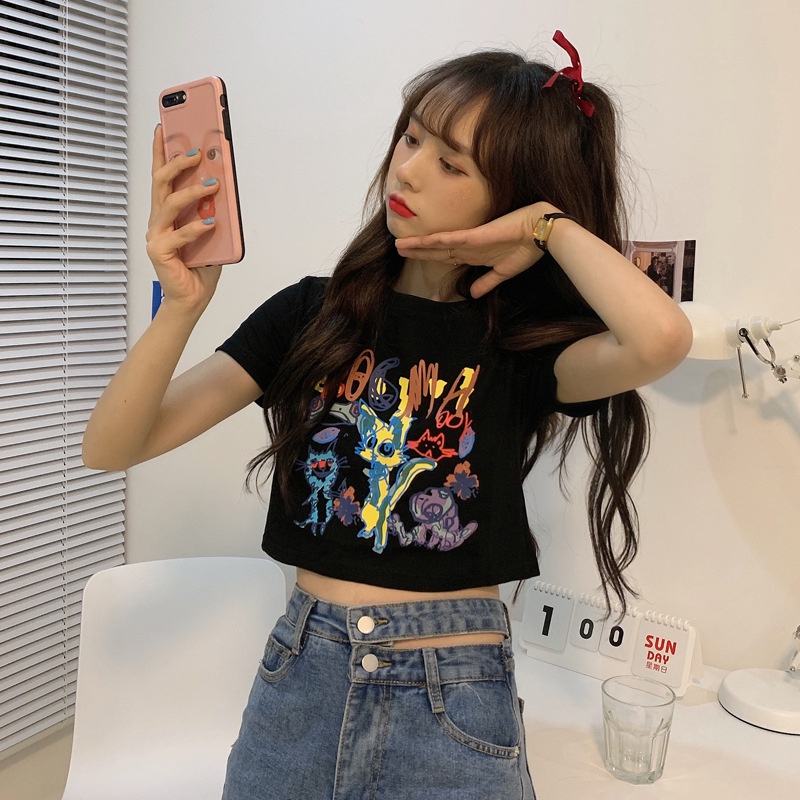 NRVP Áo Thun Tay Ngắn Dáng Ôm In Họa Tiết Thời Trang Đường Phố Hàn Quốc 2023