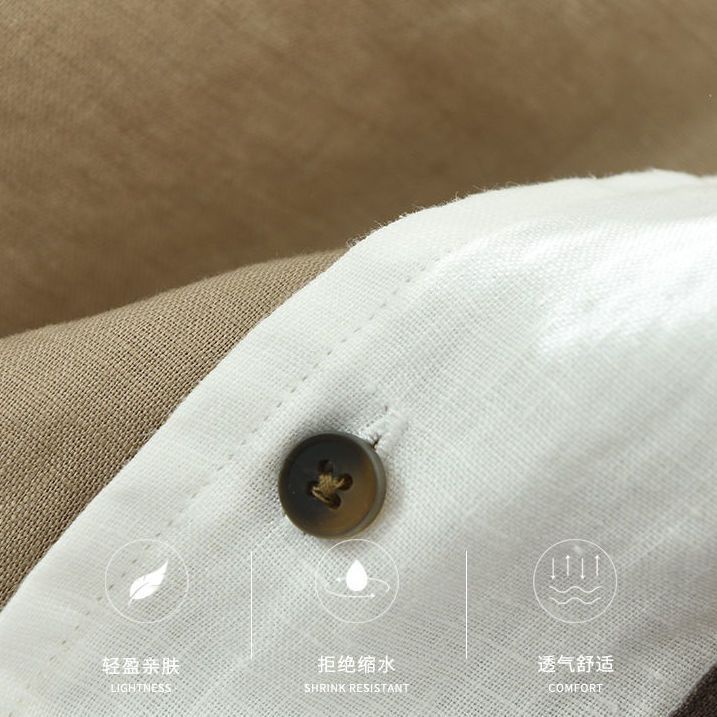 Áo Sơ Mi Vải Lanh Mỏng Dáng Rộng Tay Ngắn Màu Sắc Khóa Cài Kiểu Nhật Bản Thời Trang Mùa Hè Cho Nam