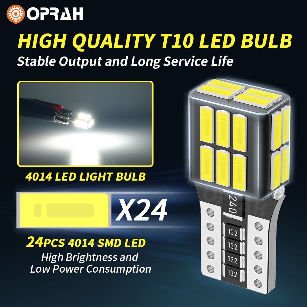 1 Đèn Led T10 W5W Ánh Sáng Trắng 4014SMD 24LED 6000K Gắn Biển Số Xe Hơi