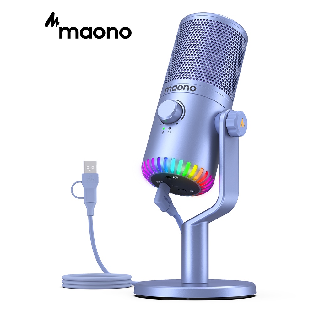Micro USB MAONO DM30-Màu tím RGB Mic Thu Âm Cho điện thoại di động karaoke/PC
