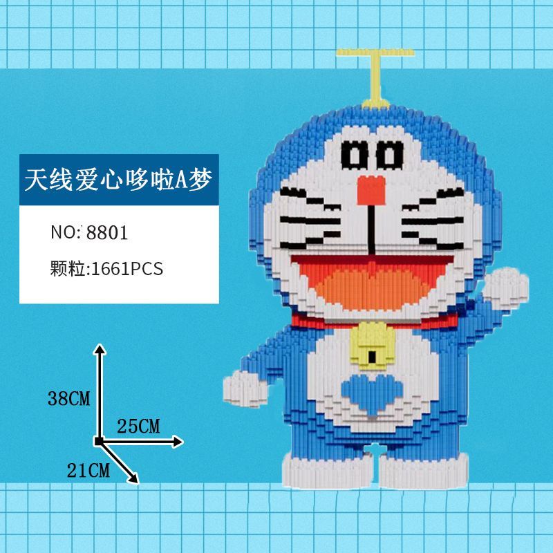 Tặng búa,mô hình  doremon Lắp ráp mô hình doraemon  chong chóng tre, túi thần kì trái tim siêu đẹp cỡ lớn 38cm, xếp hình
