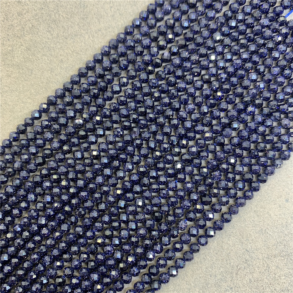 Chuỗi Hạt Đá Tự Nhiên Màu Xanh Dương Kích Cỡ Nhỏ 2 / 3 / 4mm