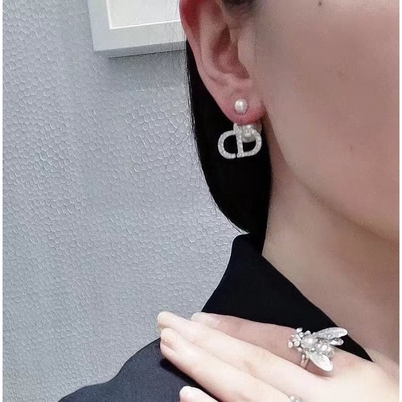 Bông Tai Mạ Bạc 925 Đính Ngọc Trai Kim Cương Giả Đơn Giản Thời Trang Năm 2023