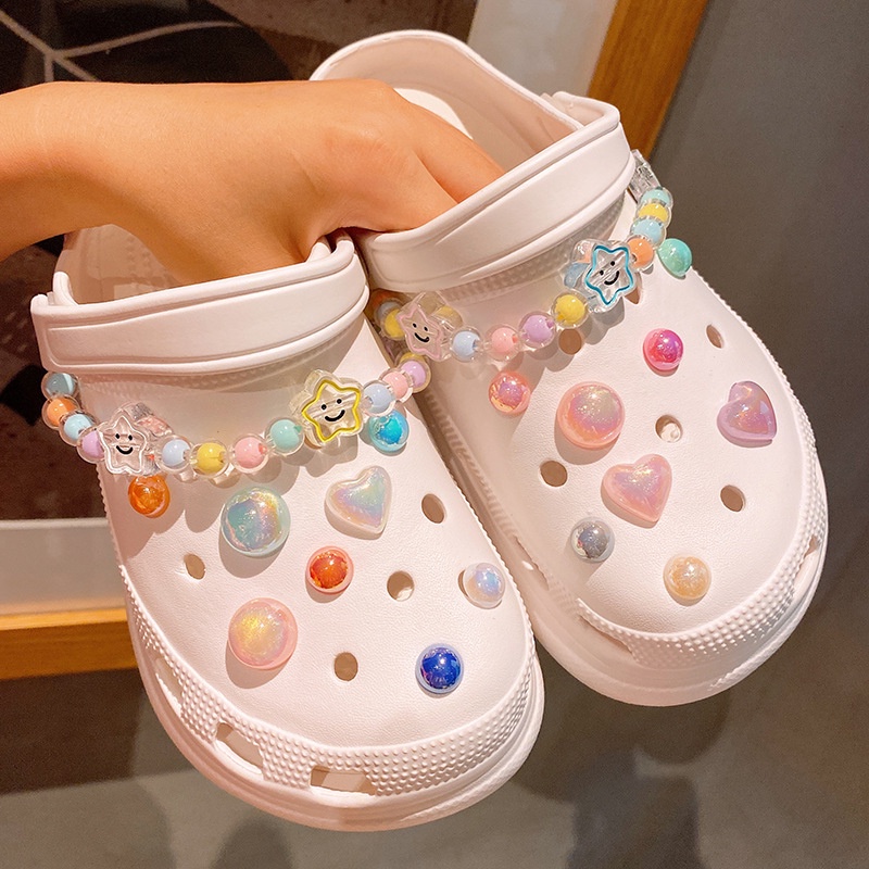 Phụ Kiện Ghim Trang Trí Giày Crocs Hình Thỏ / Gấu / Ngôi Sao / Trái Tim Màu Kẹo Nhám Thời Trang Cho Nữ