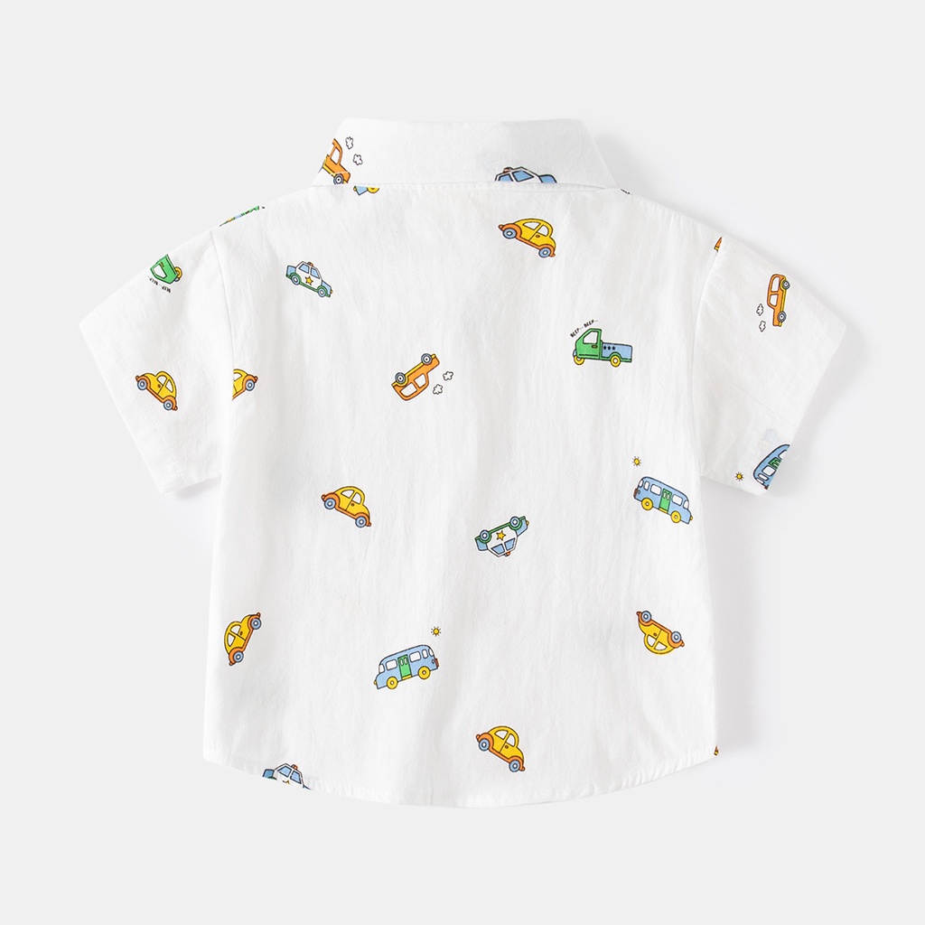 Áo sơ mi cộc tay WELLKIDS bé trai Áo POLO ngắn tay họa tiết ô tô chất siêu đẹp cho trẻ em từ 1-7 tuổi