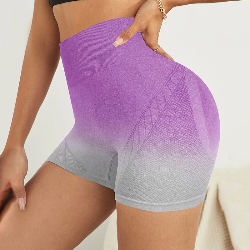 Quần Short Thể Thao Lưng Cao Màu Sắc Gradient Thời Trang Cho Nữ