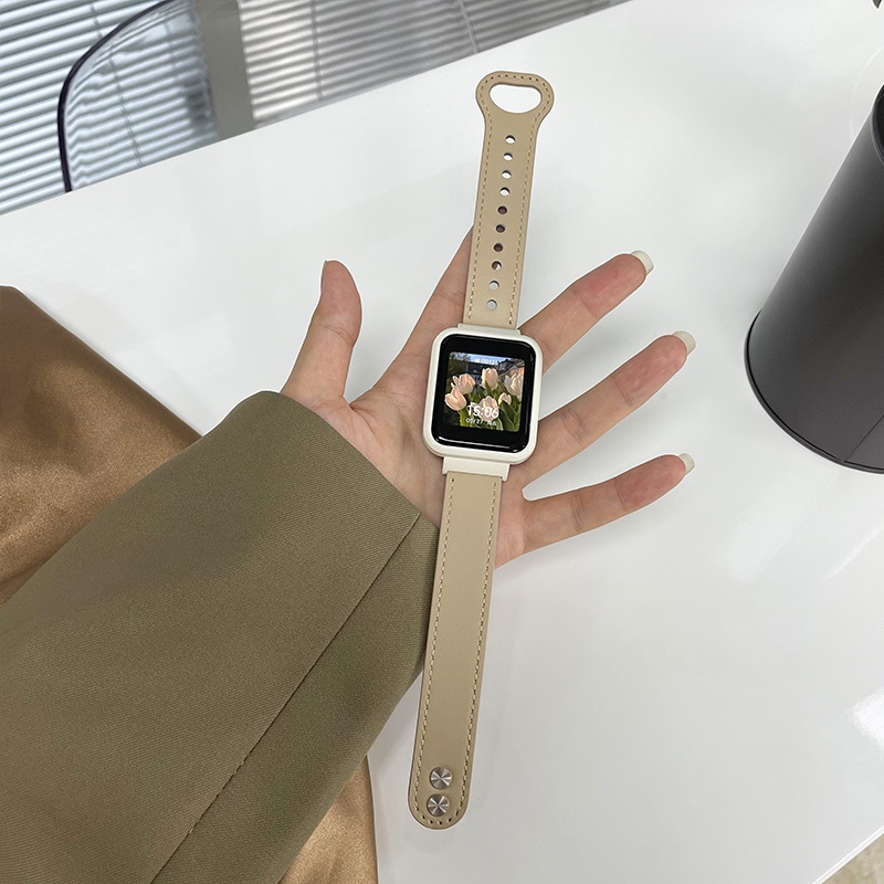 Dây Đeo Bằng Da Có Khung Kim Loại Cho Đồng Hồ Thông Minh Redmi Watch 3 / Redmi Watch 2 lite / Mi Watch lite premium