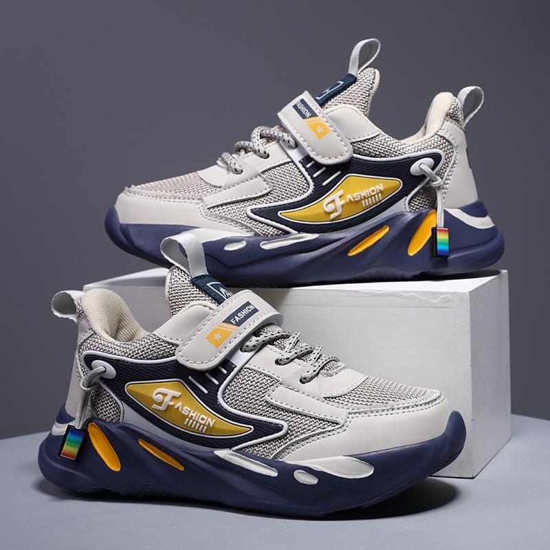 Giày Thể Thao Bóng Rổ Đế Mềm Thoáng Khí Quai Dán Thời Trang Cho Bé Trai