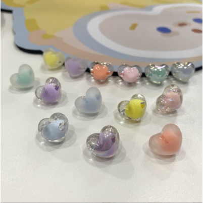 Bộ 20 Hạt Acrylic Trong Suốt Hình Trái Tim Dùng Làm Vòng Tay / Dây Buộc Tóc diy