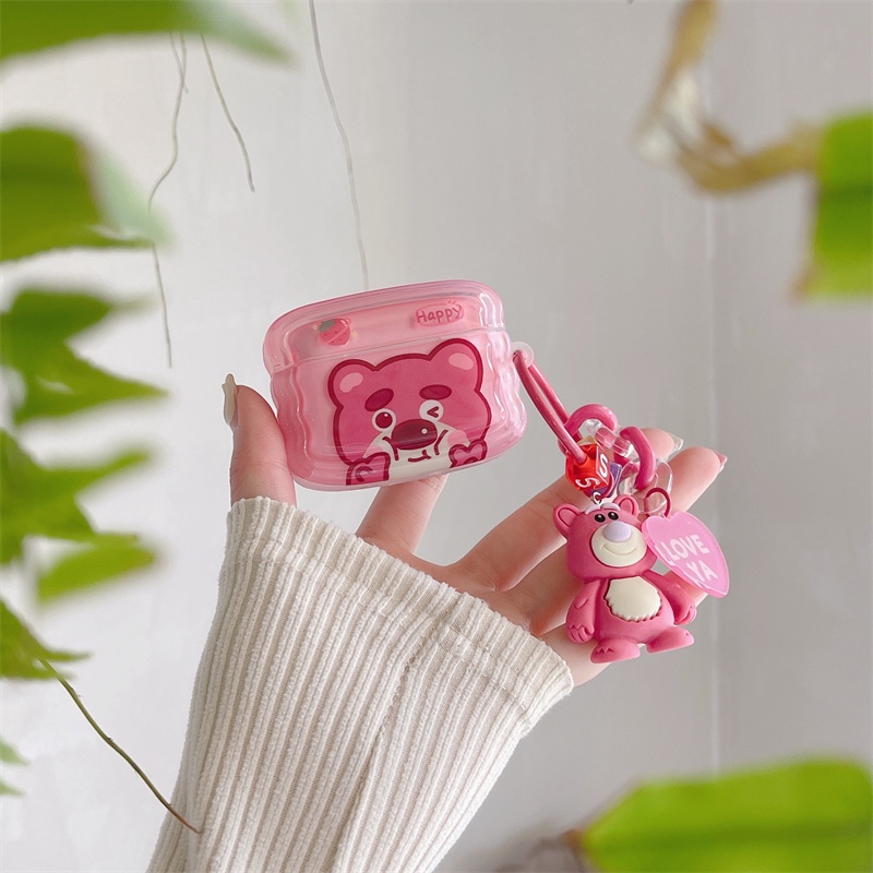Ốp Bảo Vệ Hộp Đựng Tai Nghe AirPods 1 / 2 / 3 Hình Gấu Và Dâu Tây Xinh Xắn