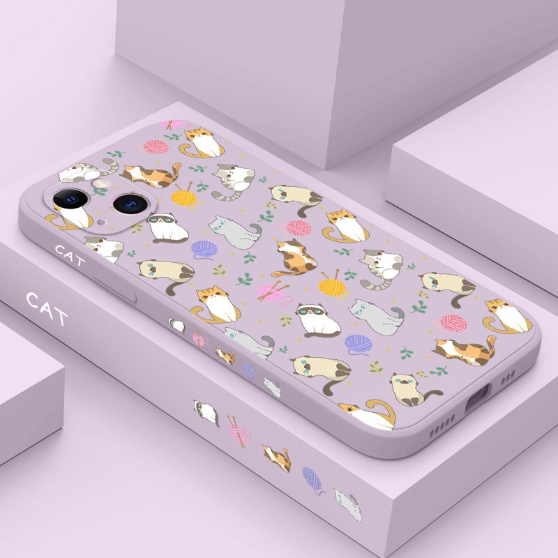 Ốp Lưng Silicone HìNh Con MèO Cho IPhone 13 12 Mini Pro Max