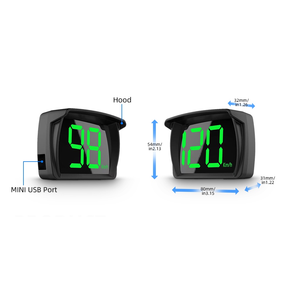 2023 Màn hình hiển thị đầu HUD GPS mới nhất KMH Big Font Đồng hồ tốc độ kỹ thuật số Cắm và chạy cho tất cả các ô tô