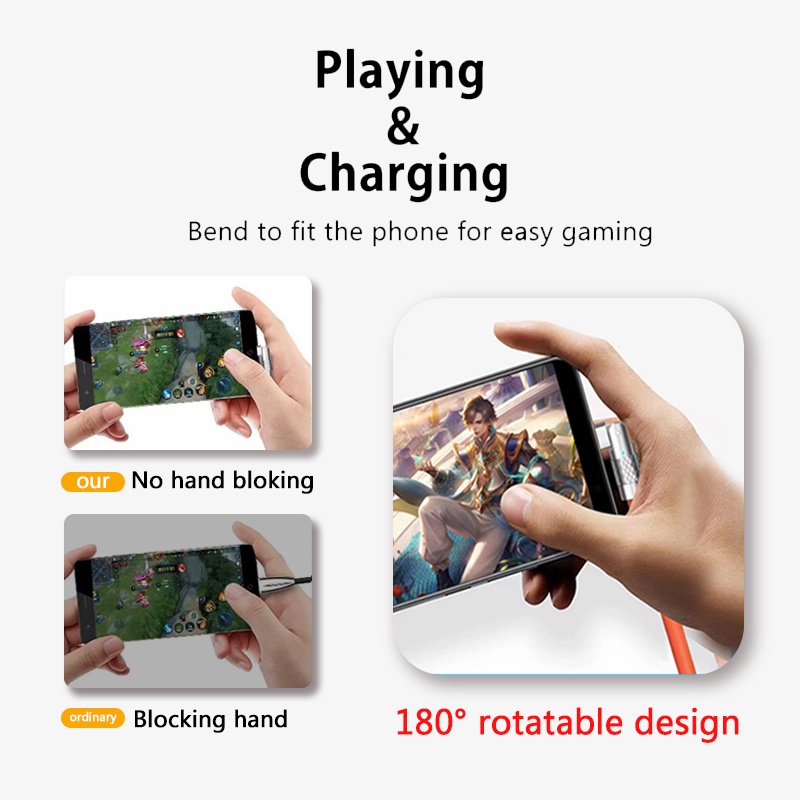 Dây Cáp Sạc Nhanh 120w 6a 180 Độ Bằng silicone