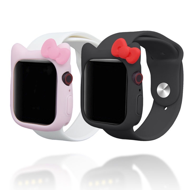 Ốp Bảo Vệ Bằng Silicon Hình Hello Kitty Cho iWatch 7 / 6 / 5 / 4 / 3 / 2 / 1 / SE Generation 38 / 40 / 41 / 42 / 44 / 45MM