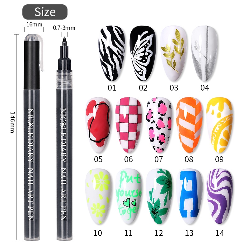 Bút Trang Trí Móng Nghệ Thuật 3D Đầy Màu Sắc Tiện Lợi