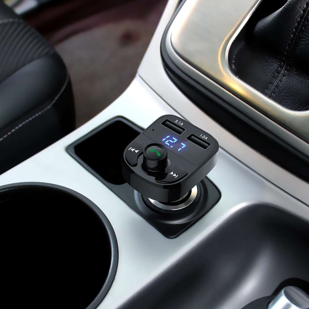 Tẩu Sạc USB Kép Kiêm Máy Nghe Nhạc MP3 FM Bluetooth X8 Cho Xe Hơi