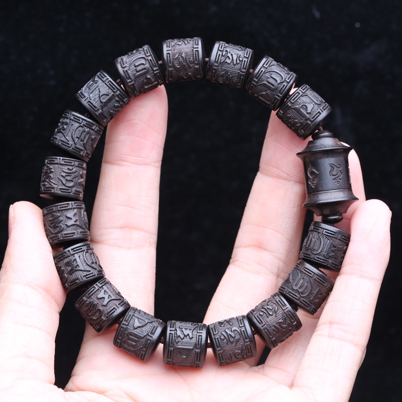 Vòng Tay Hạt Gỗ Mun Tự Nhiên 12mm May Mắn