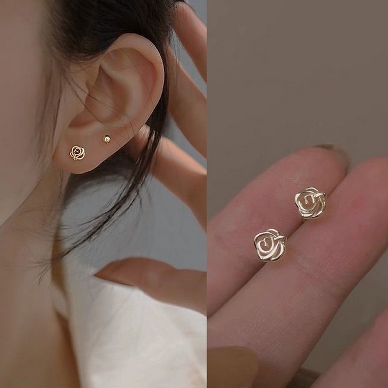 Bông Tai Mạ Bạc 925 Hình Bướm / Hoa Hồng / Mặt Trăng Xinh Xắn Thời Trang Cho Nữ