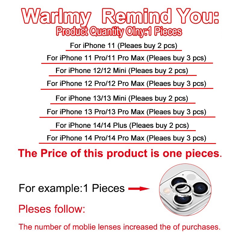 Kính Cường Lực Bảo Vệ Ống Kính Máy Ảnh Cho iPhone 14 Pro Max 14 plus 13 12 Mini 11 Pro Max