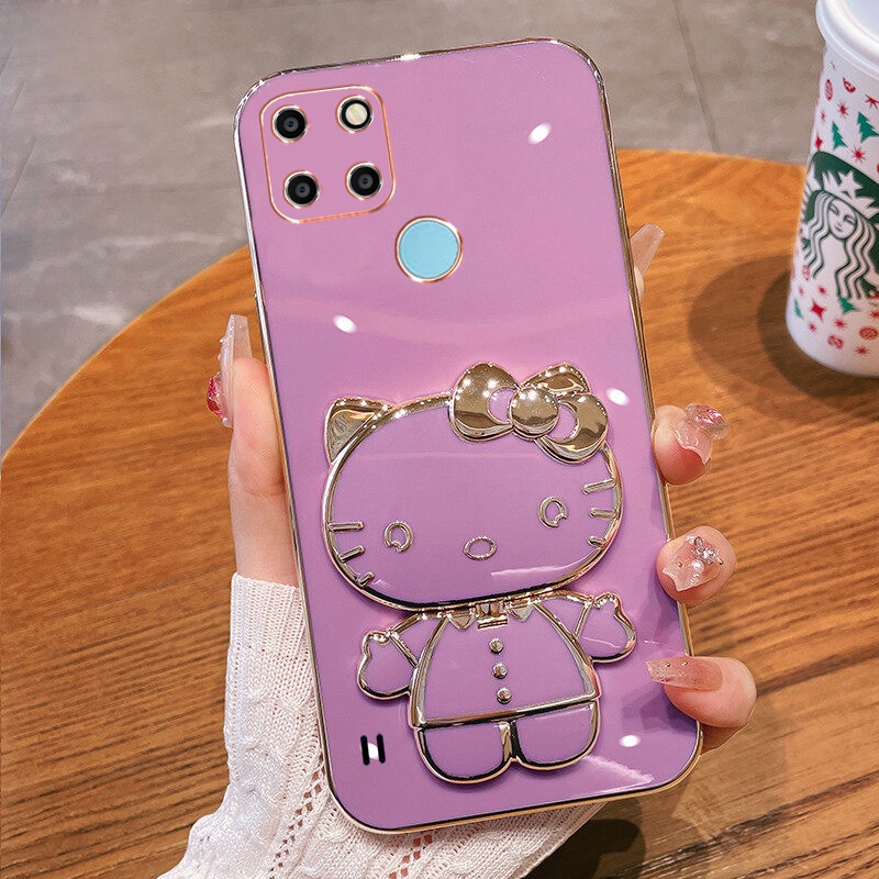 Ốp Điện Thoại  Cho Realme C21Y C25Y C21 C25 C25S C12 C15 C11 2021 C20 Narzo 30A 20 Dẻo Kèm Gương Hình Hello Kitty
