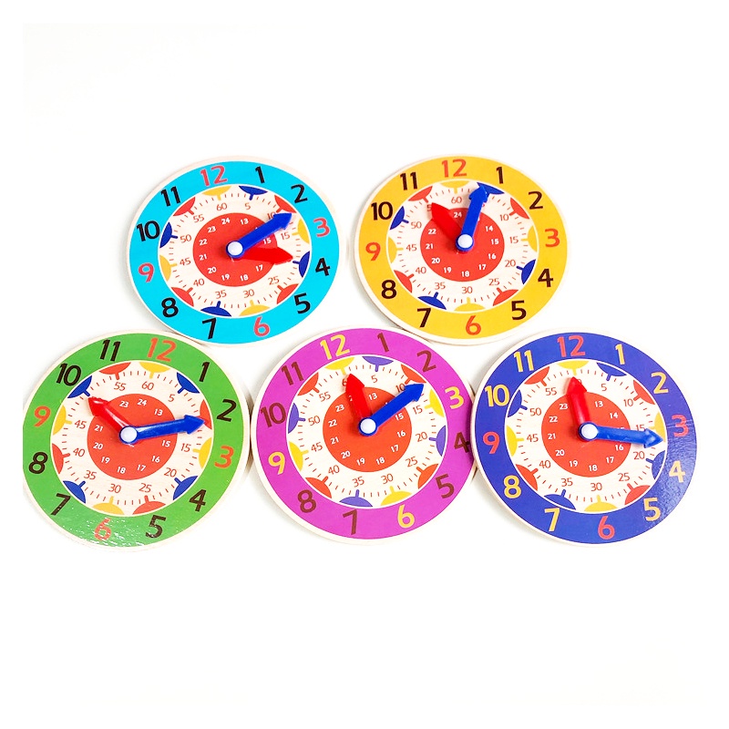 Đồ Chơi Đồng Hồ Bằng Gỗ Nhiều Màu Nhận Biết Theo Phương Pháp Montessori Cho Bé
