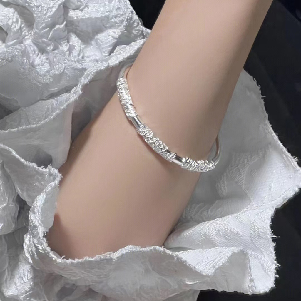Vòng tay nam nữ -khắc họa tiết-bạc 925- vàng trắng-HOPONO
