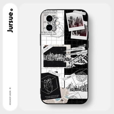 Ốp lưng JURSUE mềm chống bẩn hình độc lạ ngầu đen Cho iPhone 17 16 15 14 13 12 11 Pro Max SE 2020 X XR XS ip 8 7 Plus Y3142