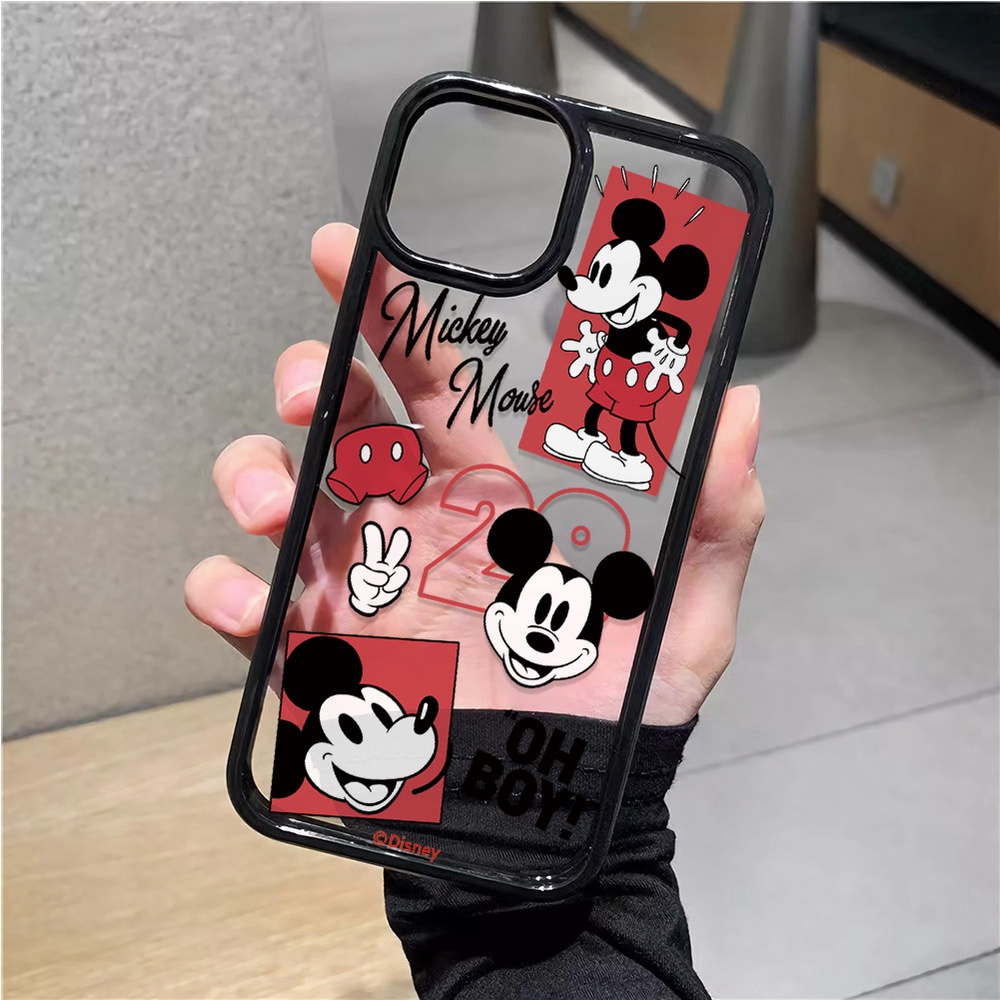 Ốp Điện Thoại Nhựa Acrylic Cứng Trong Suốt In Hình Mickey Thời Trang Cho iphone 14promax 11 13 12 7Plus 8 X XS Max
