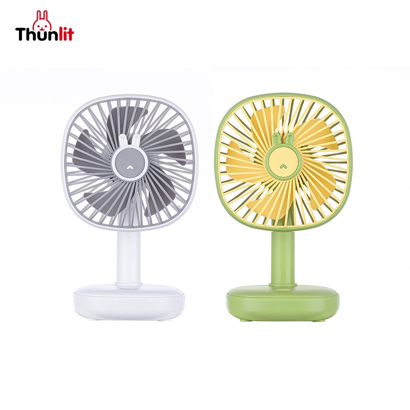 Quạt bàn USB THUNLIT có thể sạc lại 1200mah 3 tốc độ gió với đèn ngủ điều chỉnh được chuyên dụng