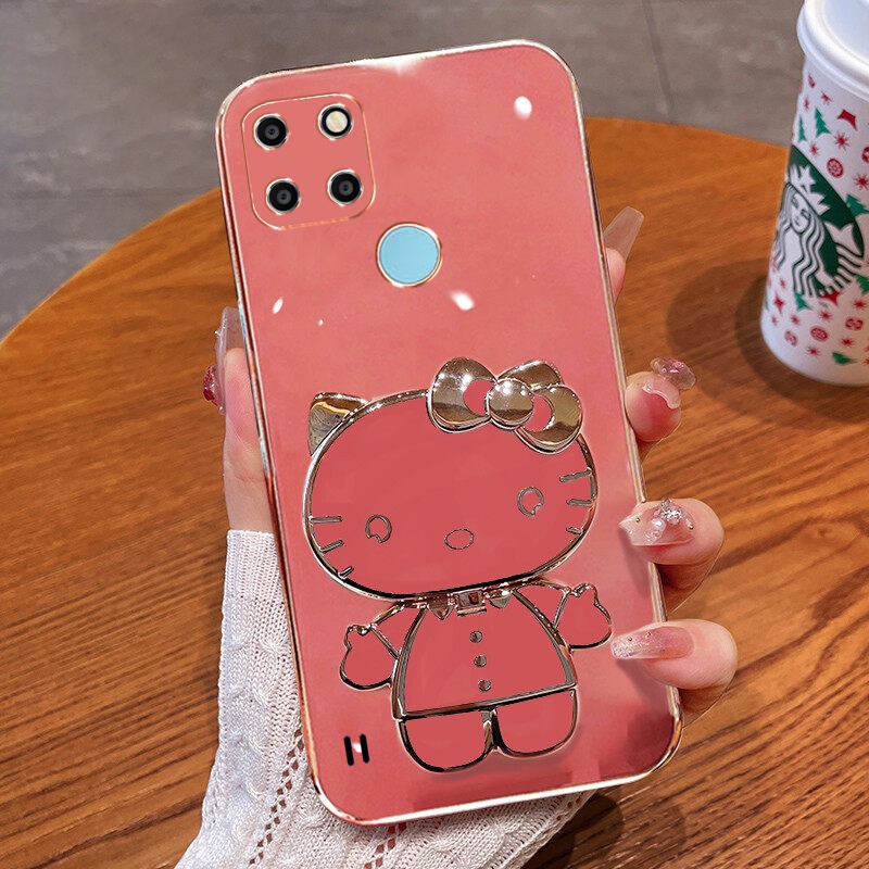 Ốp Điện Thoại  Cho Realme C21Y C25Y C21 C25 C25S C12 C15 C11 2021 C20 Narzo 30A 20 Dẻo Kèm Gương Hình Hello Kitty