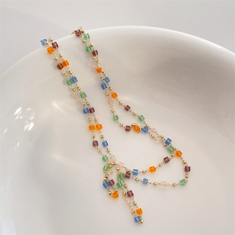 Vòng Cổ Choker Đính Hạt Nhiều Màu Sắc Phong Cách Bohemian Thời Trang Mùa Hè Cho Nữ