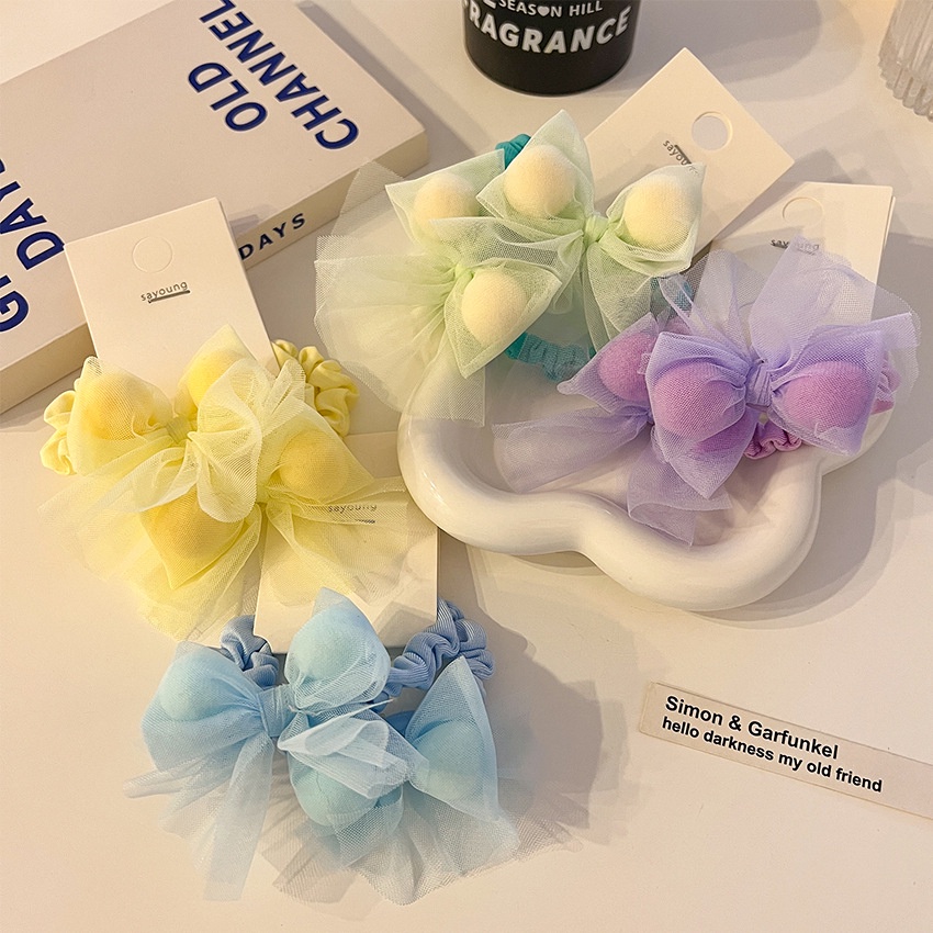 Dây Buộc Tóc Hình Nơ Màu Kẹo Dễ Thương Phong Cách Hàn Quốc Cho Nữ