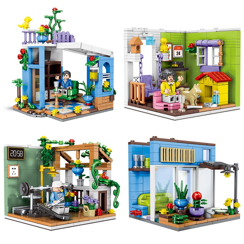 Bộ Đồ Chơi Lắp Ráp Mô Hình Ngôi Nhà 4 Trong 1 DIY