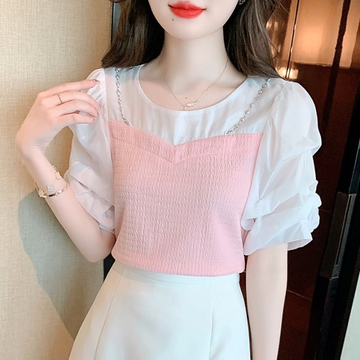 Áo Thun Tay Ngắn Vải Chiffon Phong Cách Mới Dành Cho Nữ